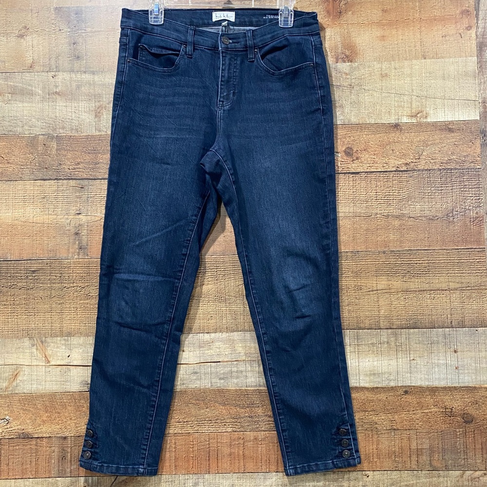 Nicole Miller New York Deep Blue Tribeca Slimming Midrise Skinny Jeans Size 10